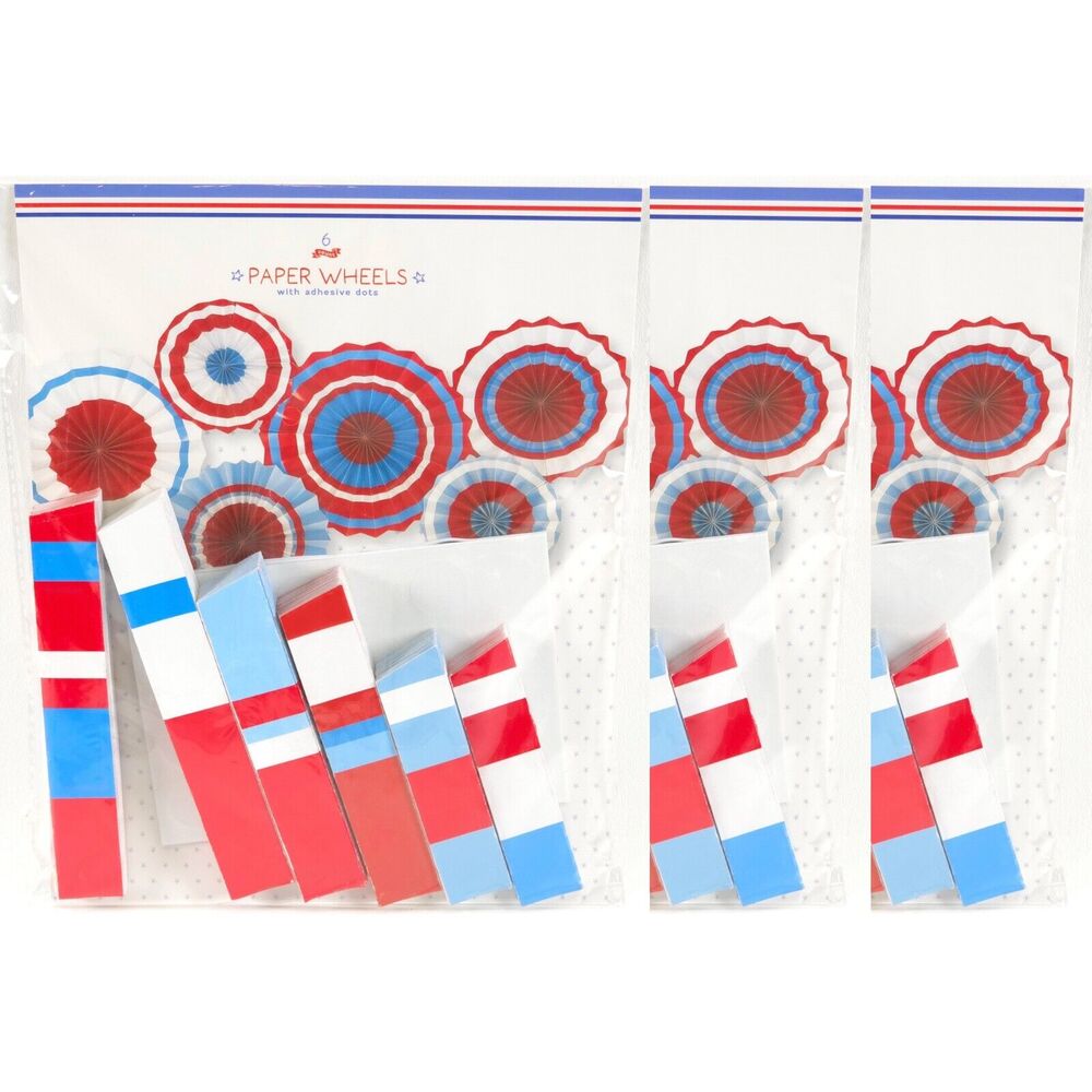 3 Pack Target Crepe Paper Party Wheels Red‎ White And Blue 50 in. (1.27cm) NEW
